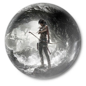 Значок с принтом Tomb Raider в Новосибирске,  металл | круглая форма, металлическая застежка в виде булавки | croft | lara | raider | tomb | гробниц | игра | крофт | лара | расхитительница