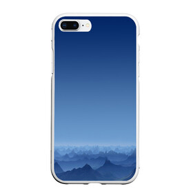 Чехол для iPhone 7Plus/8 Plus матовый с принтом Blue Mountains в Новосибирске, Силикон | Область печати: задняя сторона чехла, без боковых панелей | вид | горы | ночь | пейзаж | природа | синий | скалы | сумерки | туман | утро