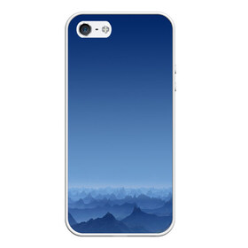 Чехол для iPhone 5/5S матовый с принтом Blue Mountains в Новосибирске, Силикон | Область печати: задняя сторона чехла, без боковых панелей | Тематика изображения на принте: вид | горы | ночь | пейзаж | природа | синий | скалы | сумерки | туман | утро
