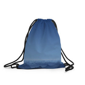 Рюкзак-мешок 3D с принтом Blue Mountains в Новосибирске, 100% полиэстер | плотность ткани — 200 г/м2, размер — 35 х 45 см; лямки — толстые шнурки, застежка на шнуровке, без карманов и подкладки | вид | горы | ночь | пейзаж | природа | синий | скалы | сумерки | туман | утро