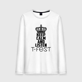 Мужской лонгслив хлопок с принтом Keep calm and listen T-Fest в Новосибирске, 100% хлопок |  | Тематика изображения на принте: t fest | т фест