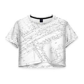 Женская футболка 3D укороченная с принтом Топография_01 в Новосибирске, 100% полиэстер | круглая горловина, длина футболки до линии талии, рукава с отворотами | survey | геодезист | геодезия | топография