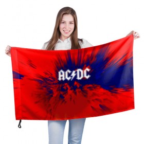 Флаг 3D с принтом AC/DC в Новосибирске, 100% полиэстер | плотность ткани — 95 г/м2, размер — 67 х 109 см. Принт наносится с одной стороны | ac dc | atco | atlantic | columbia | east west | elektra | emi | epic | ангус янг | крис слэйд | музыка | стиви янг | эксл роуз
