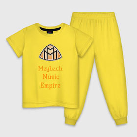 Детская пижама хлопок с принтом Maybach Music в Новосибирске, 100% хлопок |  брюки и футболка прямого кроя, без карманов, на брюках мягкая резинка на поясе и по низу штанин
 | empire | maybach | music | rick | ross. | империя | майбах | музыка | надпись | рик | росс | эмблема