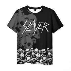 Мужская футболка 3D с принтом Slayer Black в Новосибирске, 100% полиэфир | прямой крой, круглый вырез горловины, длина до линии бедер | hard | heavy | metal | rock | skull | trash | метал | рок | слеер | слейер | слэер | слэйер | треш | трэш | череп | черепа