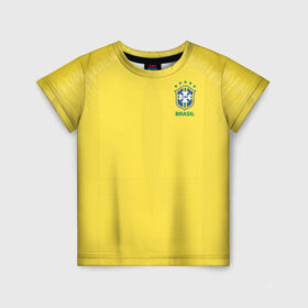 Детская футболка 3D с принтом Бразилия 2018 в Новосибирске, 100% гипоаллергенный полиэфир | прямой крой, круглый вырез горловины, длина до линии бедер, чуть спущенное плечо, ткань немного тянется | Тематика изображения на принте: brazil | бразилия