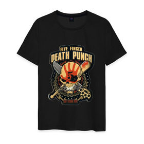 Мужская футболка хлопок с принтом Five Finger Death Punch в Новосибирске, 100% хлопок | прямой крой, круглый вырез горловины, длина до линии бедер, слегка спущенное плечо. | 5fdp | ffdp | five finger death punch