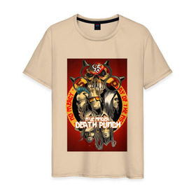 Мужская футболка хлопок с принтом Five Finger Death Punch 2 в Новосибирске, 100% хлопок | прямой крой, круглый вырез горловины, длина до линии бедер, слегка спущенное плечо. | 5fdp | ffdp | five finger death punch