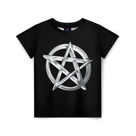 Детская футболка 3D с принтом Пентаграмма в Новосибирске, 100% гипоаллергенный полиэфир | прямой крой, круглый вырез горловины, длина до линии бедер, чуть спущенное плечо, ткань немного тянется | звезда | знаки | круг | магия | оккультизм | пентаграмма | пентакль | символы | сокральность | эзотерика