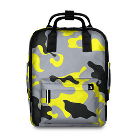 Женский рюкзак 3D с принтом Yellow camouflage в Новосибирске, 100% полиэстер | лямки с регулируемой длиной, сверху ручки, чтобы рюкзак нести как сумку. Основное отделение закрывается на молнию, как и внешний карман. Внутри два дополнительных кармана, один из которых закрывается на молнию. По бокам два дополнительных кармашка, куда поместится маленькая бутылочка
 | camouflage | камуфляж | комуфляж