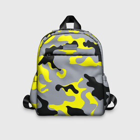 Детский рюкзак 3D с принтом Yellow camouflage в Новосибирске, 100% полиэстер | лямки с регулируемой длиной, сверху петелька, чтобы рюкзак можно было повесить на вешалку. Основное отделение закрывается на молнию, как и внешний карман. Внутри дополнительный карман. По бокам два дополнительных кармашка | Тематика изображения на принте: camouflage | камуфляж | комуфляж