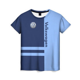 Женская футболка 3D с принтом Volkswagen в Новосибирске, 100% полиэфир ( синтетическое хлопкоподобное полотно) | прямой крой, круглый вырез горловины, длина до линии бедер | volkswagen | авто | автомобиль | вольксваген | лого | машина | фолькс ваген | фольксваген | эмблема