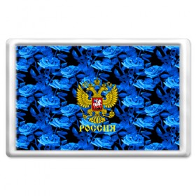 Магнит 45*70 с принтом Russia flower blue collection в Новосибирске, Пластик | Размер: 78*52 мм; Размер печати: 70*45 | abstraction | grunge | russia | sport | абстракция | герб | краска | русский | символика рф | спорт | спортивный | триколор | униформа | форма | я русский