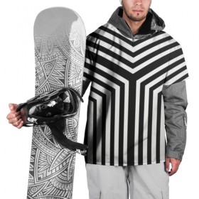 Накидка на куртку 3D с принтом Кибер Зебра в Новосибирске, 100% полиэстер |  | black and white stripes | geometry | vest | zebra | геометрия | зебра | тельняшка | черно белая полоска