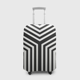 Чехол для чемодана 3D с принтом Кибер Зебра в Новосибирске, 86% полиэфир, 14% спандекс | двустороннее нанесение принта, прорези для ручек и колес | black and white stripes | geometry | vest | zebra | геометрия | зебра | тельняшка | черно белая полоска