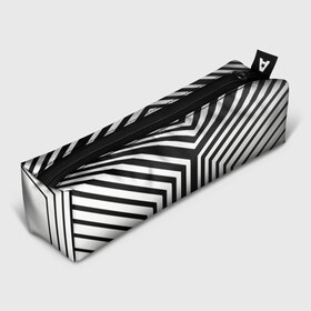 Пенал 3D с принтом Кибер Зебра в Новосибирске, 100% полиэстер | плотная ткань, застежка на молнии | black and white stripes | geometry | vest | zebra | геометрия | зебра | тельняшка | черно белая полоска