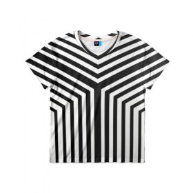 Детская футболка 3D с принтом Кибер Зебра в Новосибирске, 100% гипоаллергенный полиэфир | прямой крой, круглый вырез горловины, длина до линии бедер, чуть спущенное плечо, ткань немного тянется | black and white stripes | geometry | vest | zebra | геометрия | зебра | тельняшка | черно белая полоска