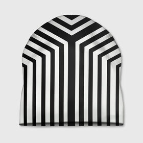 Шапка 3D с принтом Кибер Зебра в Новосибирске, 100% полиэстер | универсальный размер, печать по всей поверхности изделия | black and white stripes | geometry | vest | zebra | геометрия | зебра | тельняшка | черно белая полоска