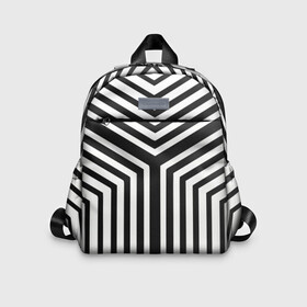 Детский рюкзак 3D с принтом Кибер Зебра в Новосибирске, 100% полиэстер | лямки с регулируемой длиной, сверху петелька, чтобы рюкзак можно было повесить на вешалку. Основное отделение закрывается на молнию, как и внешний карман. Внутри дополнительный карман. По бокам два дополнительных кармашка | black and white stripes | geometry | vest | zebra | геометрия | зебра | тельняшка | черно белая полоска