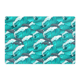 Магнитный плакат 3Х2 с принтом Дельфины в Новосибирске, Полимерный материал с магнитным слоем | 6 деталей размером 9*9 см | Тематика изображения на принте: dolphins | fish | ocean | pattern | sea | summer | waves | волны | дельфины | лето | море | океан | паттерн | рыбы