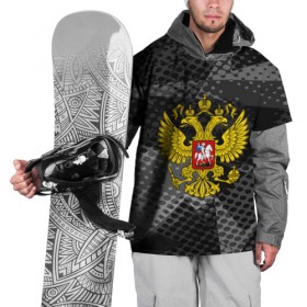 Накидка на куртку 3D с принтом RUSSIA BLACK GEOMETRY в Новосибирске, 100% полиэстер |  | abstraction | grunge | russia | sport | абстракция | герб | краска | русский | символика рф | спорт | спортивный | триколор | униформа | форма | я русский
