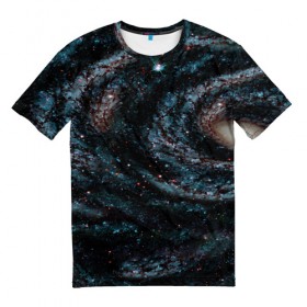 Мужская футболка 3D с принтом Галактика в Новосибирске, 100% полиэфир | прямой крой, круглый вырез горловины, длина до линии бедер | abstraction | cosmos | nebula | space | star | universe | абстракция | вселенная | звезды | космос | мир | планеты