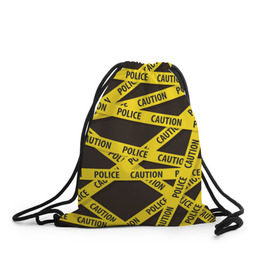 Рюкзак-мешок 3D с принтом Police Caution в Новосибирске, 100% полиэстер | плотность ткани — 200 г/м2, размер — 35 х 45 см; лямки — толстые шнурки, застежка на шнуровке, без карманов и подкладки | опасность | опасный | осторожный | полосы | текстура