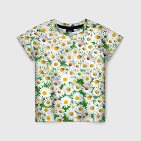 Детская футболка 3D с принтом Ромашки в Новосибирске, 100% гипоаллергенный полиэфир | прямой крой, круглый вырез горловины, длина до линии бедер, чуть спущенное плечо, ткань немного тянется | chamomile | daisies | flowers | nature | природа | растения | ромашки | текстура | цветы
