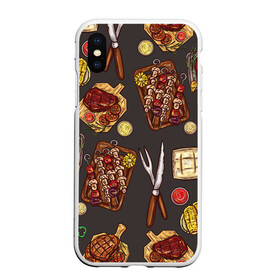 Чехол для iPhone XS Max матовый с принтом Вкуснятина в Новосибирске, Силикон | Область печати: задняя сторона чехла, без боковых панелей | барбекю | еда | кулинария | мясо | повар | стейк | шашлык