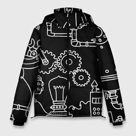 Мужская зимняя куртка 3D с принтом Стиль стимпанк в Новосибирске, верх — 100% полиэстер; подкладка — 100% полиэстер; утеплитель — 100% полиэстер | длина ниже бедра, свободный силуэт Оверсайз. Есть воротник-стойка, отстегивающийся капюшон и ветрозащитная планка. 

Боковые карманы с листочкой на кнопках и внутренний карман на молнии. | будущие | наука | прошлое | стимпанк | фантастика