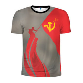 Мужская футболка 3D спортивная с принтом День победы Рейхстаг в Новосибирске, 100% полиэстер с улучшенными характеристиками | приталенный силуэт, круглая горловина, широкие плечи, сужается к линии бедра | 9мая | великая | война | героя | день | звезда | знамя | отечественная | победы | рейхстаг