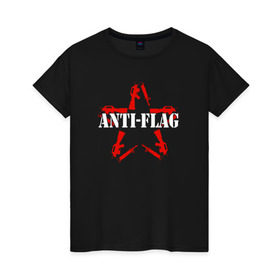 Женская футболка хлопок с принтом Anti-Flag в Новосибирске, 100% хлопок | прямой крой, круглый вырез горловины, длина до линии бедер, слегка спущенное плечо | american | attraction | dead | hardcore | not | punk | punks | rock | альтернатива | анти | группа | панк | рок | стрит | флаг