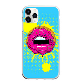 Чехол для iPhone 11 Pro Max матовый с принтом Donut lips в Новосибирске, Силикон |  | donut | kiss | lips | pop art | splash | sweet | брызги | губы | пончик | поп арт