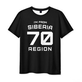 Мужская футболка 3D с принтом i`m frob siberia(я из сибири) в Новосибирске, 100% полиэфир | прямой крой, круглый вырез горловины, длина до линии бедер | 70 регион | from siberia | регионы россии | россия | сибирь | томск | томская область | я из сибири