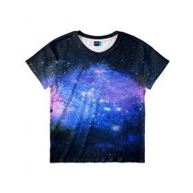 Детская футболка 3D с принтом Звёзды космоса в Новосибирске, 100% гипоаллергенный полиэфир | прямой крой, круглый вырез горловины, длина до линии бедер, чуть спущенное плечо, ткань немного тянется | abstraction | cosmos | nebula | space | star | universe | абстракция | вселенная | звезды | космос | мир | планеты