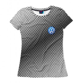 Женская футболка 3D с принтом VOLKSWAGEN SPORT в Новосибирске, 100% полиэфир ( синтетическое хлопкоподобное полотно) | прямой крой, круглый вырез горловины, длина до линии бедер | 