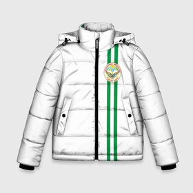 Зимняя куртка для мальчиков 3D с принтом Ингушетия лента с гербом в Новосибирске, ткань верха — 100% полиэстер; подклад — 100% полиэстер, утеплитель — 100% полиэстер | длина ниже бедра, удлиненная спинка, воротник стойка и отстегивающийся капюшон. Есть боковые карманы с листочкой на кнопках, утяжки по низу изделия и внутренний карман на молнии. 

Предусмотрены светоотражающий принт на спинке, радужный светоотражающий элемент на пуллере молнии и на резинке для утяжки | Тематика изображения на принте: 06 | ru | rus | герб | знак | ингуш | ингушетия | ингушка | надпись | патриот | полосы | республика | российская | российский | россия | русская | русский | рф | символ | страна | флаг | флага | цвета