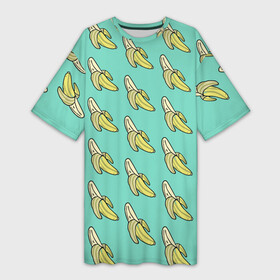 Платье-футболка 3D с принтом Бааны в Новосибирске,  |  | banana | food | vegan | vegetarian | банан | веган | вегетарианство | еда