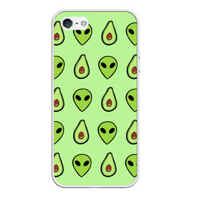 Чехол для iPhone 5/5S матовый с принтом Green в Новосибирске, Силикон | Область печати: задняя сторона чехла, без боковых панелей | Тематика изображения на принте: alien | food | vegetarian | авокадо | вегетарианство | еда | пришелец