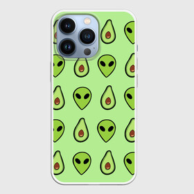Чехол для iPhone 13 Pro с принтом Green в Новосибирске,  |  | Тематика изображения на принте: alien | food | vegetarian | авокадо | вегетарианство | еда | пришелец