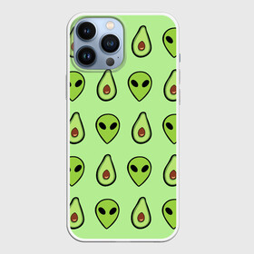 Чехол для iPhone 13 Pro Max с принтом Green в Новосибирске,  |  | alien | food | vegetarian | авокадо | вегетарианство | еда | пришелец