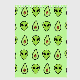 Скетчбук с принтом Green в Новосибирске, 100% бумага
 | 48 листов, плотность листов — 100 г/м2, плотность картонной обложки — 250 г/м2. Листы скреплены сверху удобной пружинной спиралью | alien | food | vegetarian | авокадо | вегетарианство | еда | пришелец