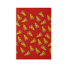 Обложка для паспорта матовая кожа с принтом Pizza red в Новосибирске, натуральная матовая кожа | размер 19,3 х 13,7 см; прозрачные пластиковые крепления | Тематика изображения на принте: fast food | pizza | еда | пицца | фастфуд