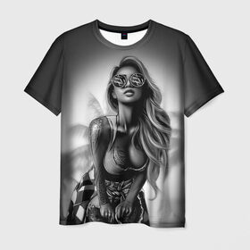 Мужская футболка 3D с принтом Trap girl в Новосибирске, 100% полиэфир | прямой крой, круглый вырез горловины, длина до линии бедер | девушка | мода | пляж | стиль