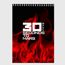Скетчбук с принтом 30 Seconds to Mars in fire в Новосибирске, 100% бумага
 | 48 листов, плотность листов — 100 г/м2, плотность картонной обложки — 250 г/м2. Листы скреплены сверху удобной пружинной спиралью | Тематика изображения на принте: 30 seconds to mars | punk | rock | альтернативный хип хоп | группа | инди поп | музыка | музыкальное произведение | ноты | панк | регги | рок | синти поп