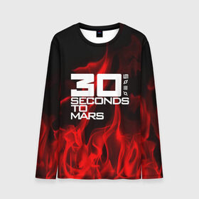 Мужской лонгслив 3D с принтом 30 Seconds to Mars in fire в Новосибирске, 100% полиэстер | длинные рукава, круглый вырез горловины, полуприлегающий силуэт | Тематика изображения на принте: 30 seconds to mars | punk | rock | альтернативный хип хоп | группа | инди поп | музыка | музыкальное произведение | ноты | панк | регги | рок | синти поп