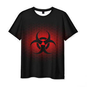 Мужская футболка 3D с принтом Биологическая Опасность в Новосибирске, 100% полиэфир | прямой крой, круглый вырез горловины, длина до линии бедер | биологическая  | опасность