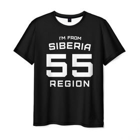 Мужская футболка 3D с принтом i`m from Siberia(Я из сибири) в Новосибирске, 100% полиэфир | прямой крой, круглый вырез горловины, длина до линии бедер | 55 регион | from siberia | омск | омская область | регионы россии | россия | сибирь | я из сибири
