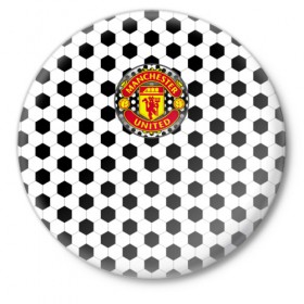 Значок с принтом FC Manchester United в Новосибирске,  металл | круглая форма, металлическая застежка в виде булавки | 