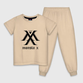 Детская пижама хлопок с принтом MONSTA X_4 в Новосибирске, 100% хлопок |  брюки и футболка прямого кроя, без карманов, на брюках мягкая резинка на поясе и по низу штанин
 | monsta x | монст х